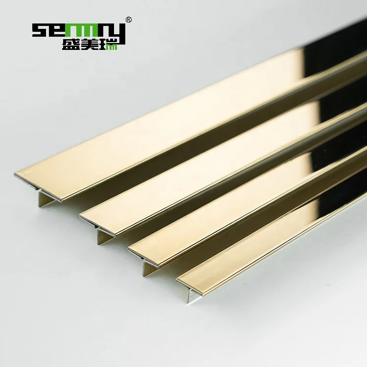 Brushed metal T profiles Stainless steel decorative strips for wall decoration 304 Ceramic tile profiles