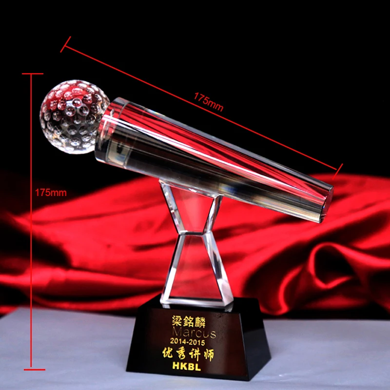 Personalized Glass Microphone Awards Crystal Singer Music Trophy Voice Contest for Talent Show Roving Award