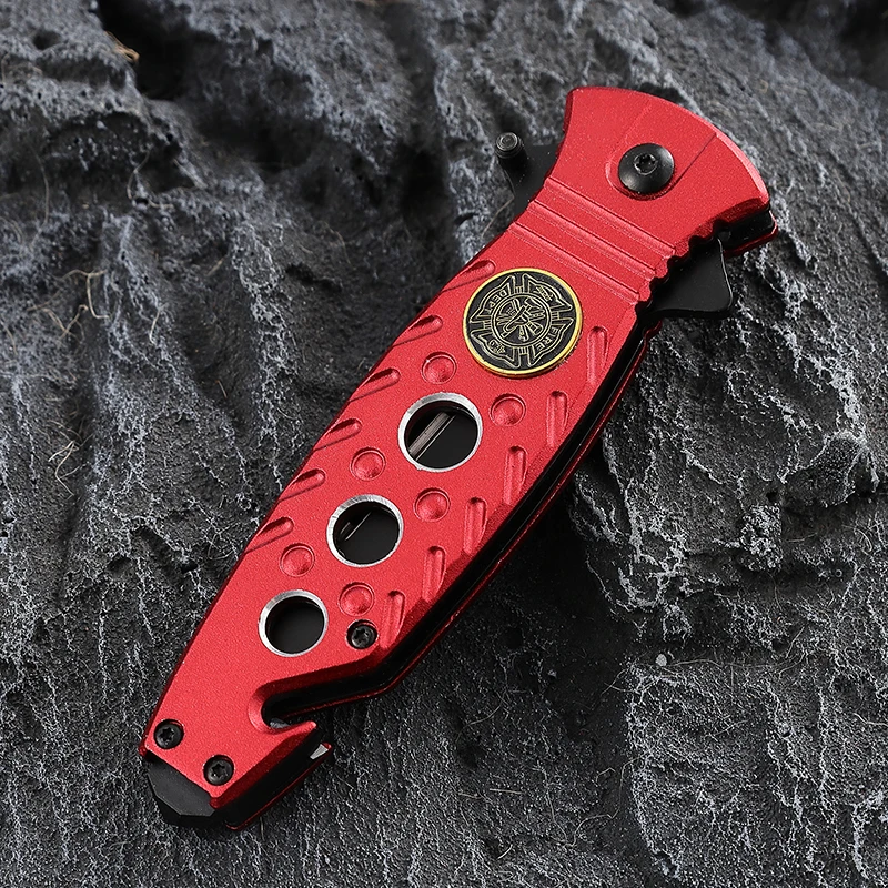 Free Sample Stainless Steel Handle Serrated Folding Pocket Knife Survival Camping Belt Clip 3cr13 Industrial Utility Knife