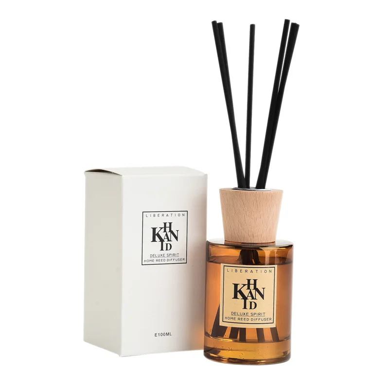 
wood lid reed diffuser amber glass bottle aroma diffuser reed diffuser fragrance for home hotel 
