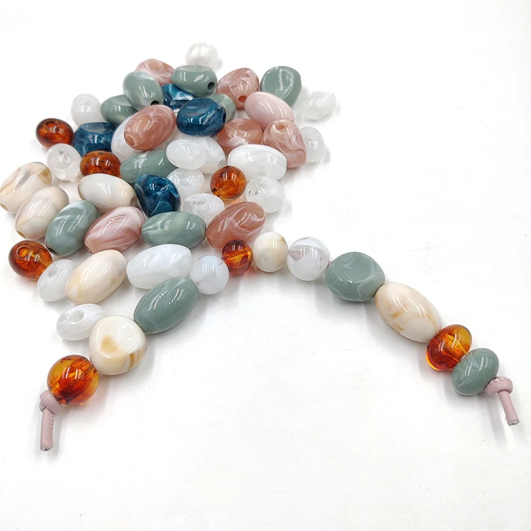 Wholesale Fashion Irregular Shape Multi Color Custom Bead Acrylic Plastic Amber Resin Beads For Necklace And Bags