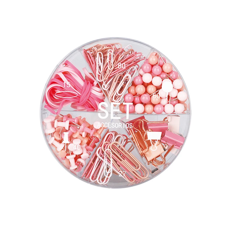 Custom Eco Friendly School Supplies 6 in 1 Accessory Paper Clip Push Pin Mini Office Stationery Set