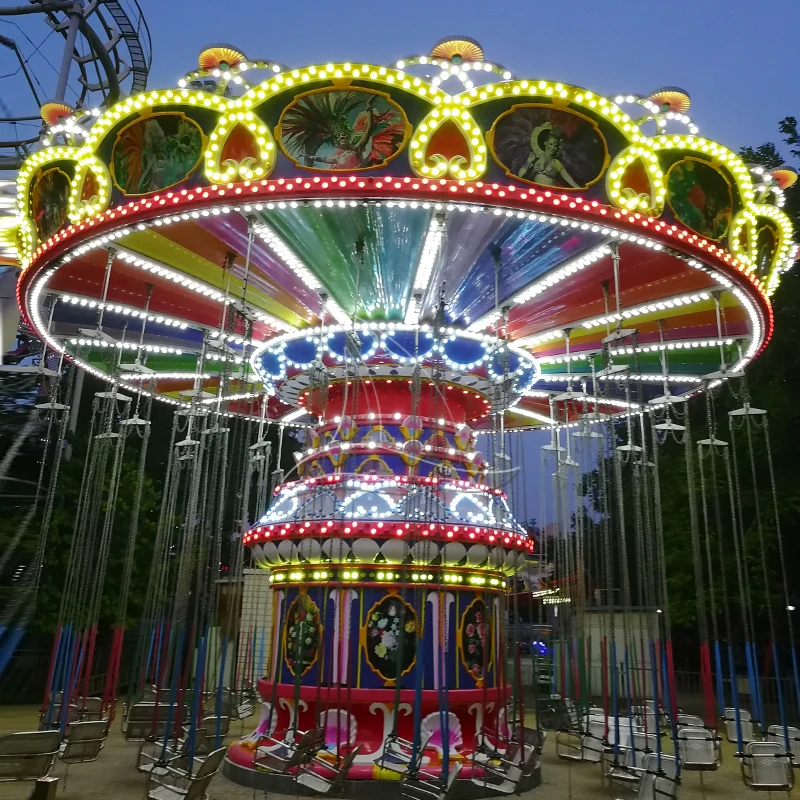 Amusement Park Kids and Adult Funfair Playground Outdoor Thrilling Rides High Quality Shaking Head 24 Seats Luxury Flying Chair