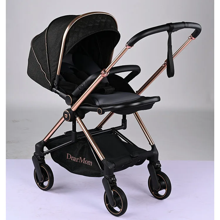 one-piece cast aluminum frame Folding baby carriage 3 in 1 Stroller Baby with carry basket