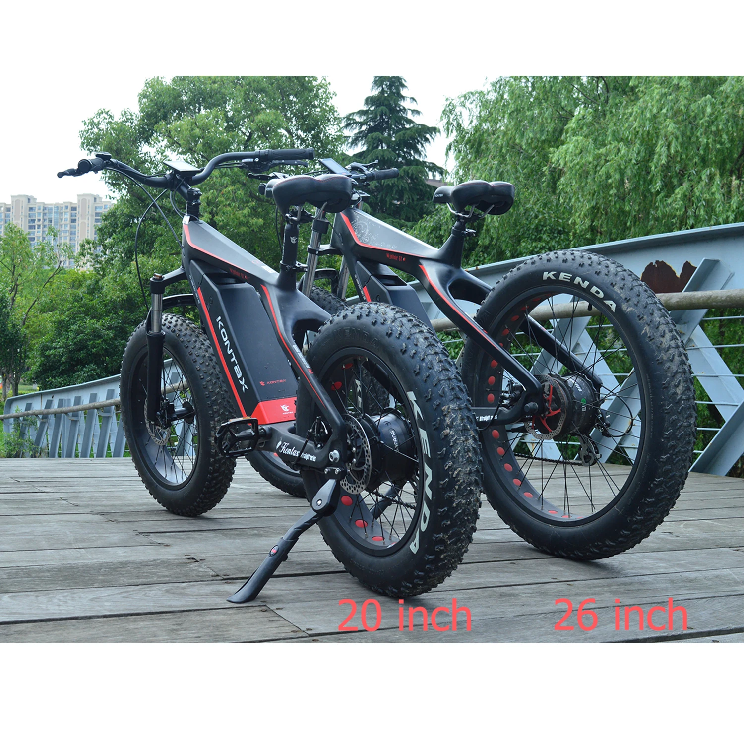 KONTAX Carbon fiber frame E bike Fat Tire for adults Green Travel   20' and 26' mountain bike 48V pedelec