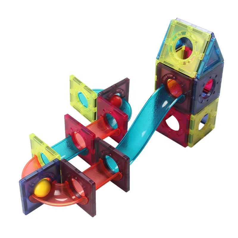 3D Transparent Children Magnetic Set Ball Play Maze Race Set Toy Marble Run Tiles