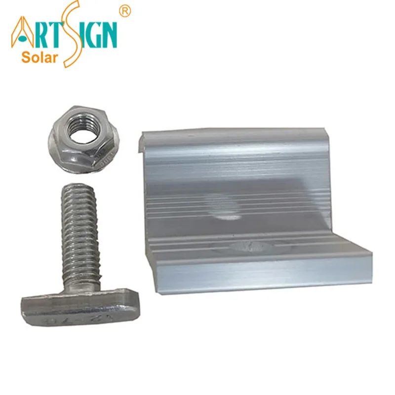 Good price aluminum rail solar pv mouldes mounting internal clamp solar panel mid clamps