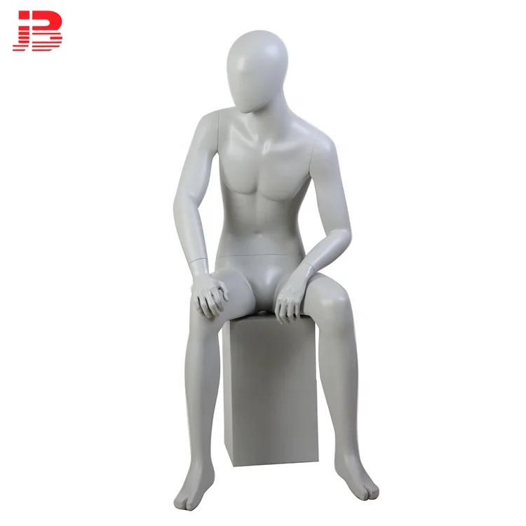 European fashion fiberglass sitting ground male mannequin for window display