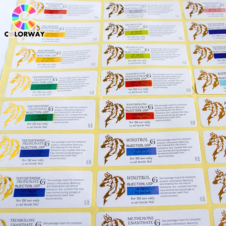 free design stamping red foil holographic 10ml vial label printing