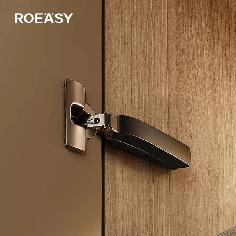 ROEASY Hidden Base Closet Black Hinge for Furniture Soft Closing Cabinet Cupboard Door Hinge with Plastic Cover