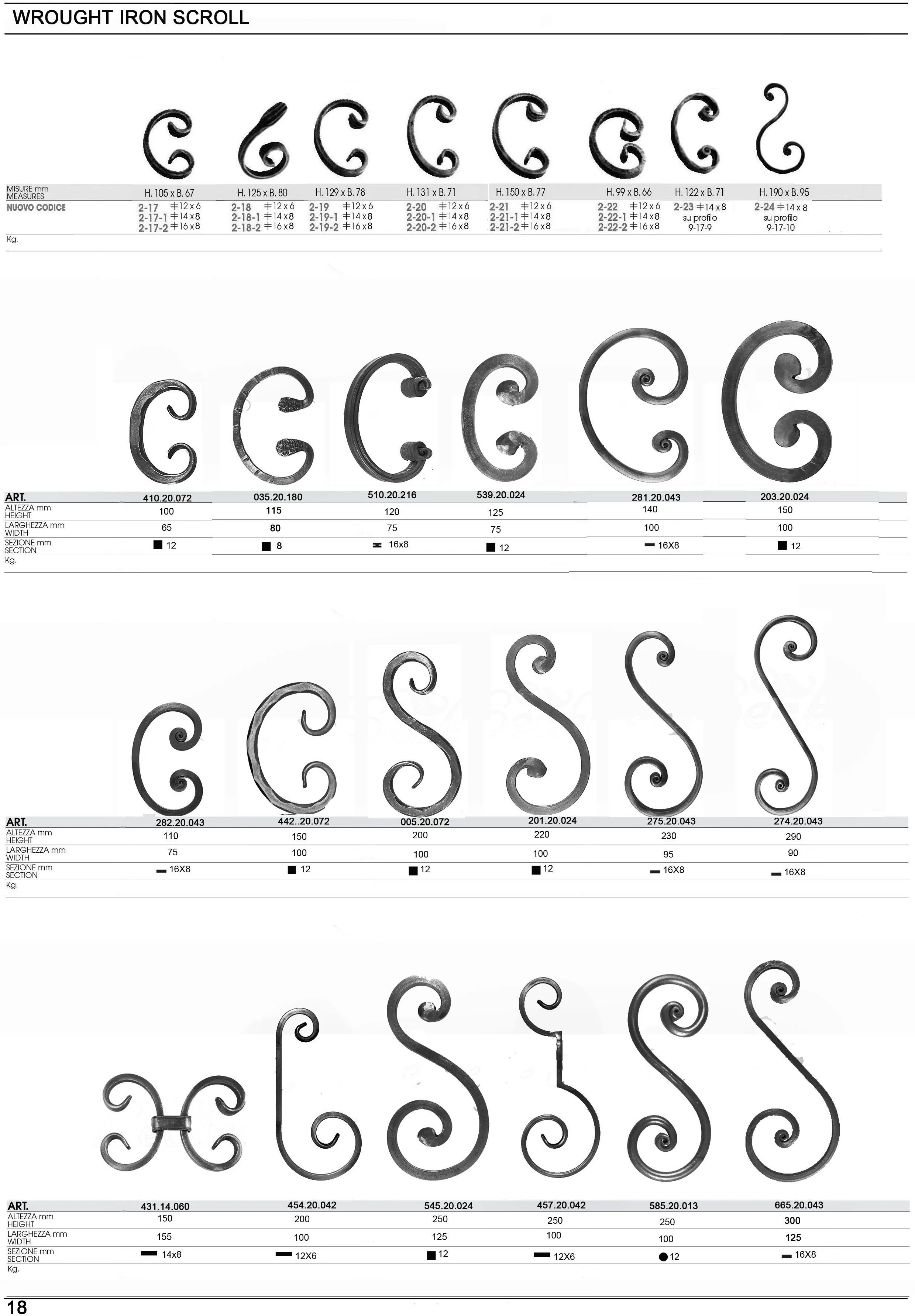 Wrought Iron Scroll Parts Hot Forged Components Elements for Gate Fence Staircase