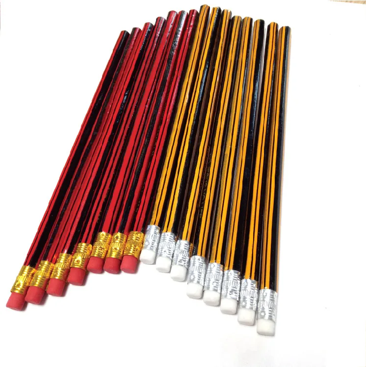 red and black hb pencil with eraser top