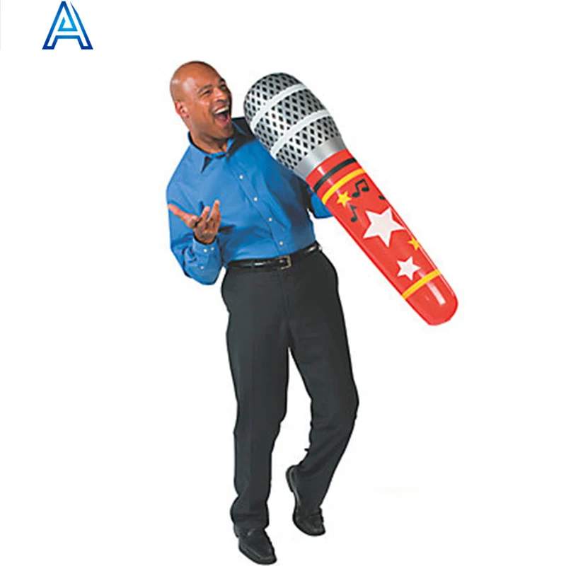 Music party decoration celebration PVC inflatable microphone toy for air blow microphone model customizable