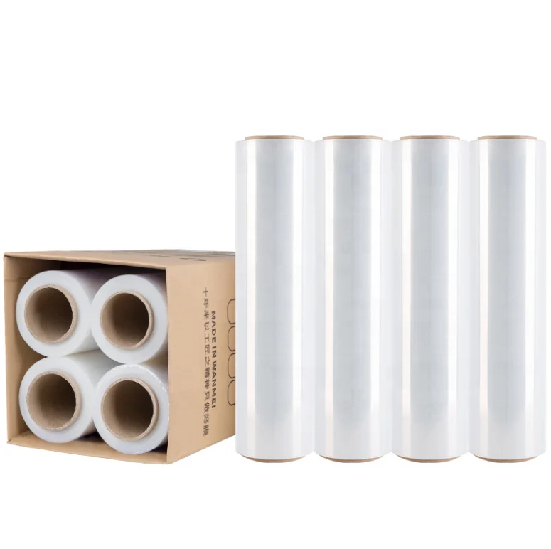 
High Tensile Strength And Self Adhesive LLDPE Clear Stretch Film Roll 