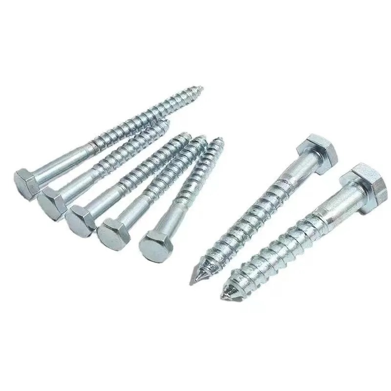 customized A2-70 outer hexagon screw nails 304 stainless steel self threading pin hexagon Head Lag Wood Screw DIN571
