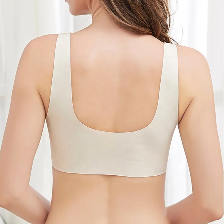 
4053 Women Wholesale Front Closure Padded Wireless Breastfeeding Seamless Lace Ice Silk Nursing Maternity Bra 