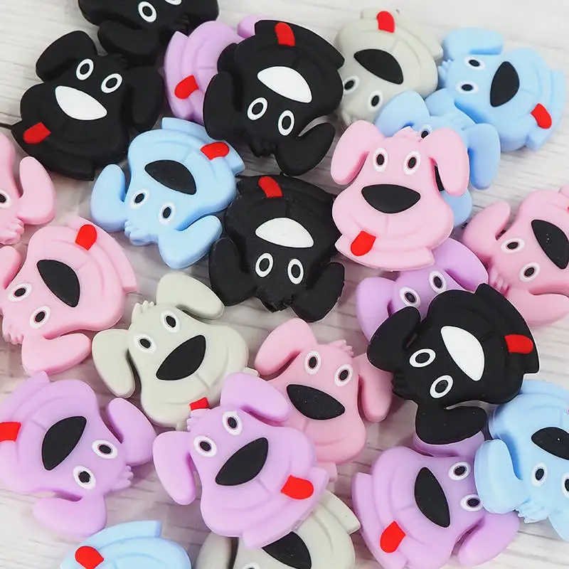Wholesale Fashion Dog Shape Irregular Silicone Focal Beads BPA Free Chewable Stretchy Beads for DIY Accessory