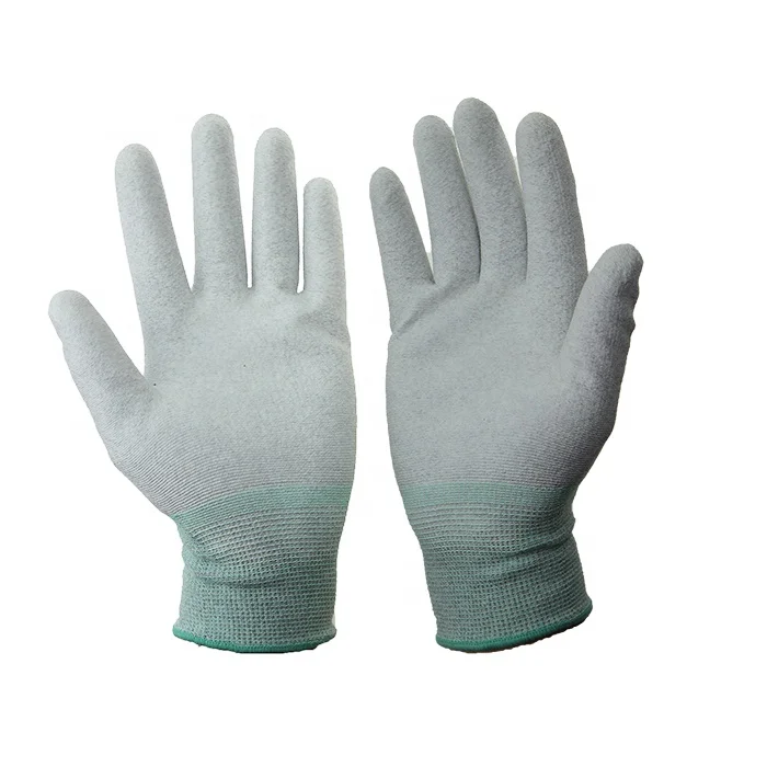Washable Work Carbon Fiber Anti-static with PU Coated Anti ESD Gloves
