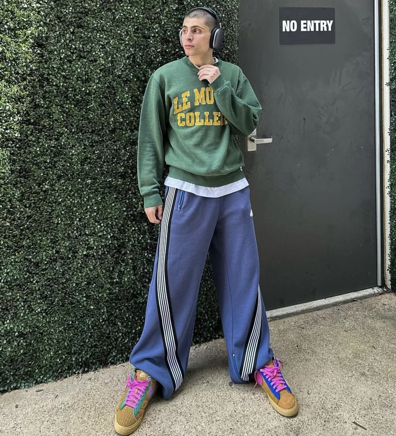 Custom Logo Manufacturer Men Knitted Sweatpants Street Wear Casual Pants Drawstring Waist Stripe Wide Leg Pants