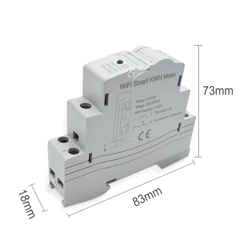 Tuya Smart WiFi электроэнергии кВтч метр din-рейку однофазный 110V 230V с 50A 63A CT переменного тока App в режиме реального времени монитор