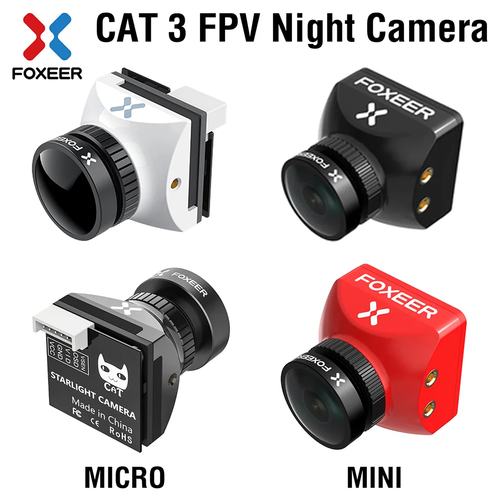 Foxeer Cat 3 Micro/Mini Night 1200TVL 0.00001lux IR Sensitive Night Vision Camera 850nm IR Light PAL/NTSC RC FPV Racing Drone
