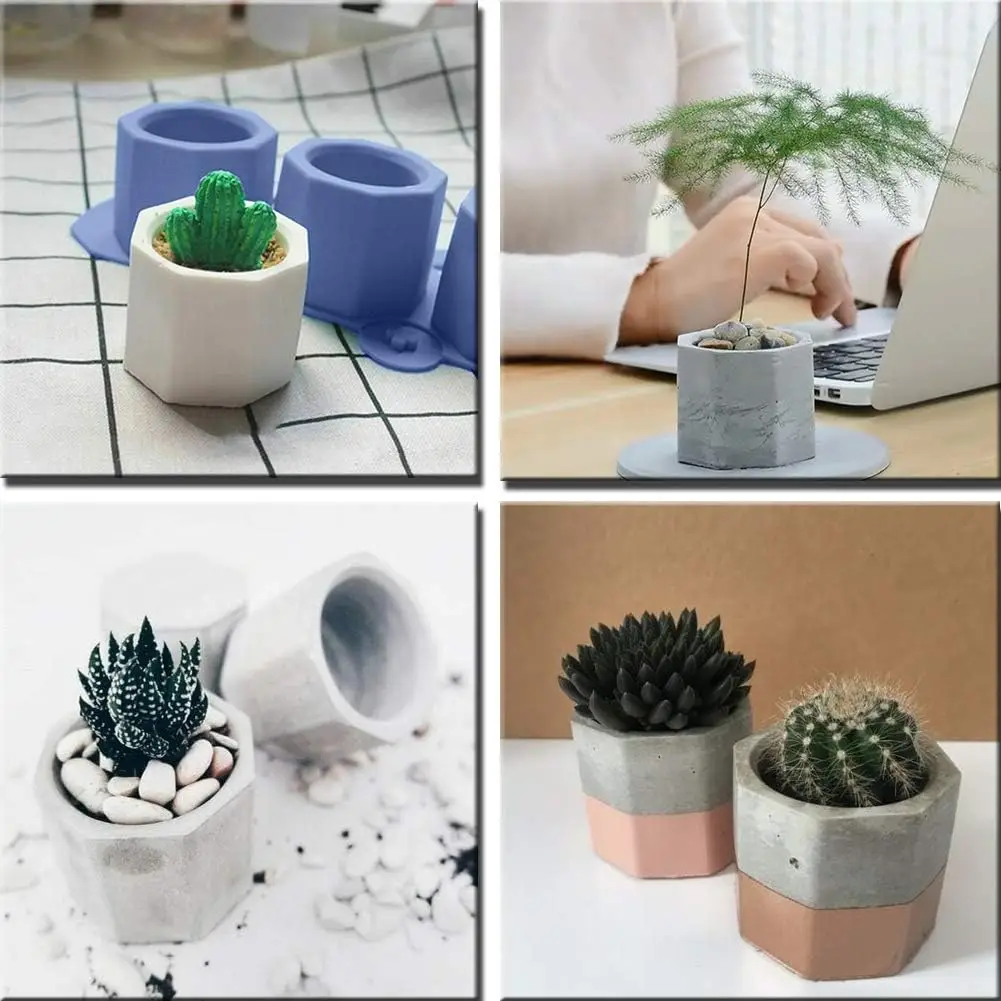3 Hole Silicone Concrete Mold Ceramic Clay Craft Casting Concrete Cup Shape Mould Flower Pot Vase Ice Cube Tray DIY Ice Mold