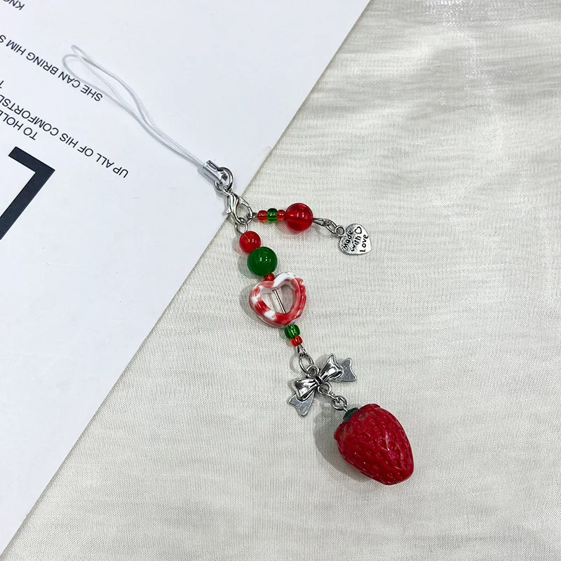 Super Cute Cartoon Hello Kitty Phone Chain Keychain Set Chain Lanyard Accessories Backpack Lanyard Beaded Accessories TikTok Hot