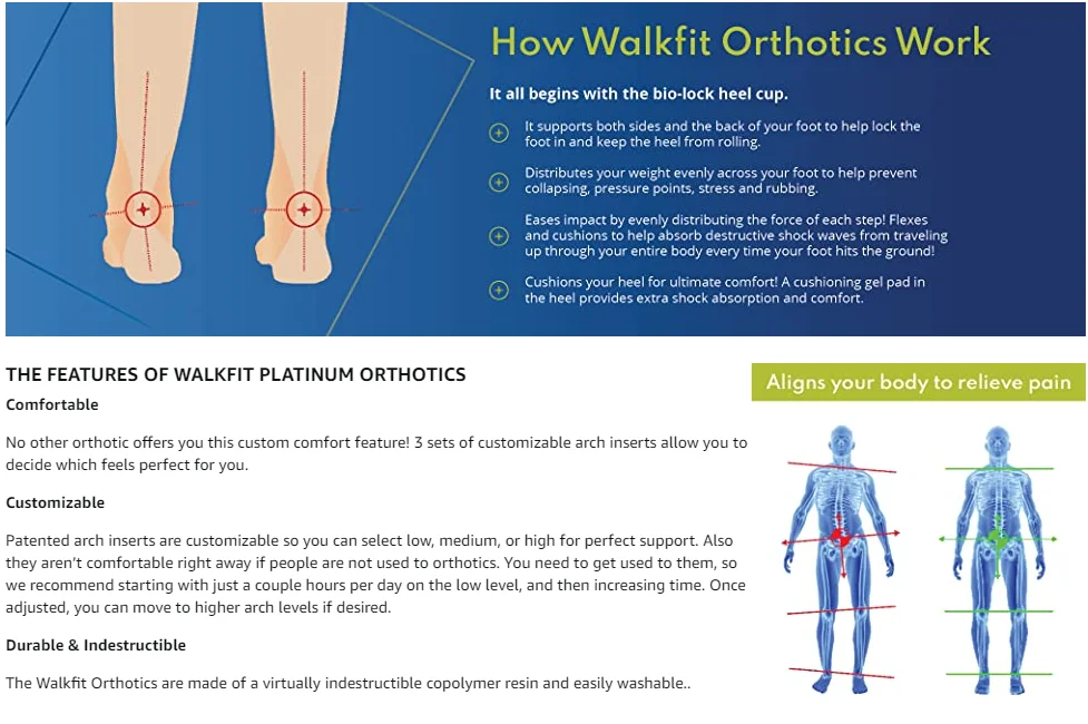 Best sell Foot Orthotics Plantar Fasciitis Arch Support Insoles Relieve Foot Back Hip Leg Knee Pain Improve Balance Alignment