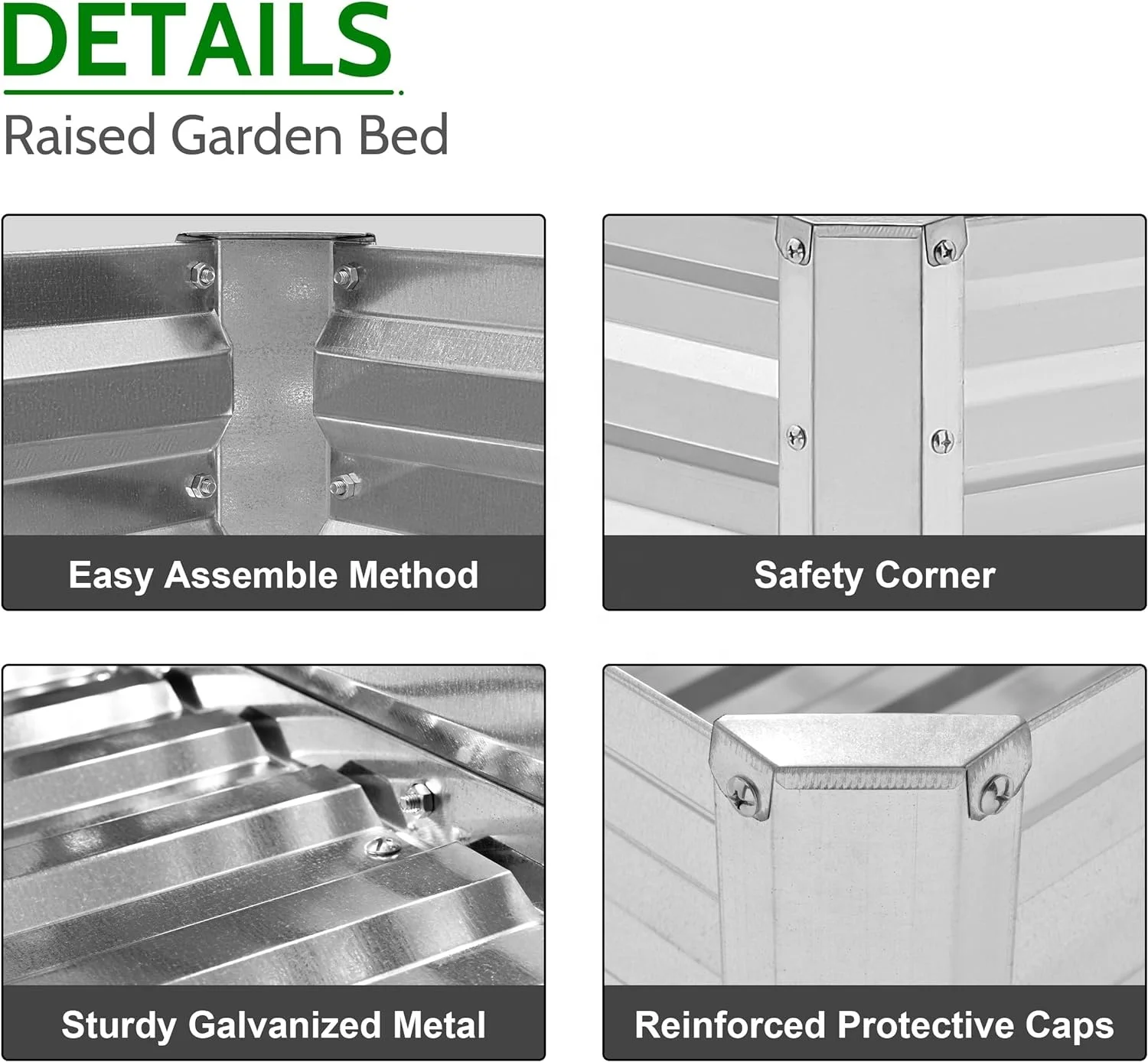 Metal Elevated Raised Planter Box for Vegetables Flowers Herbs, Garden Boxes Outdoor for Backyard
