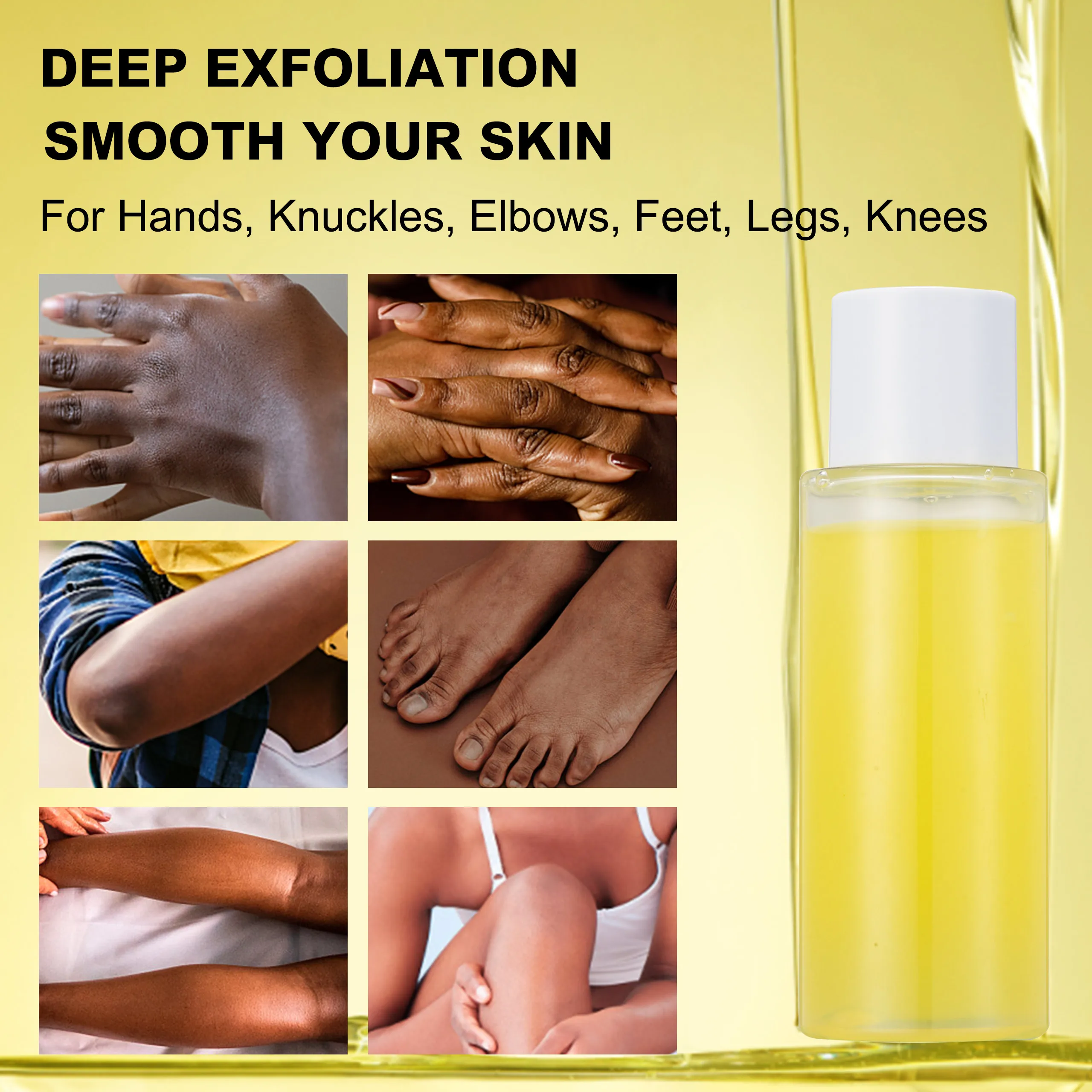 Private Label Blank Package Lower MOQ Extra Strong Bleaching Oil Dark Knees Knuckles Removal Skin Whitening Orange Yellow Peelin