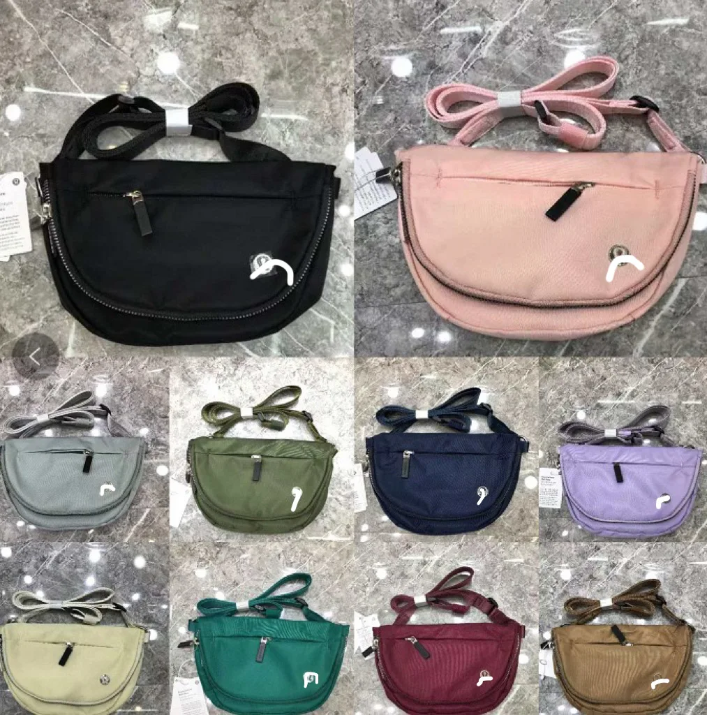 Unisex R48 Lulu Crossbody Waist Pack 2L 5L Foldable Storage Sports Shoulder Bag Chain Decoration Thread Pattern Messenger Bag