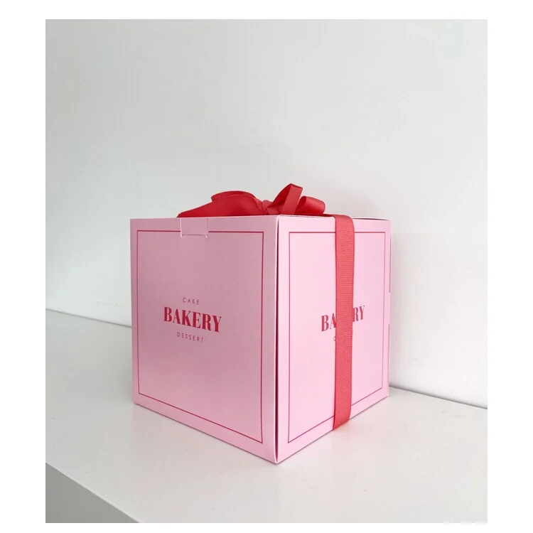 Color Aesthetics Pink Luxury Cake Mousse 5 Inch Cake Packaging Custom Printed Basque Cake Cheesecake Box