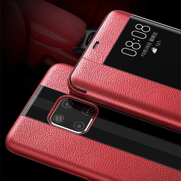 A103 Genuine Leather phone smart case for Huawei Mate 20 Pro Lite 20 X Cow leather Window flip case For Mate 30 pro 10 9 mate 8
