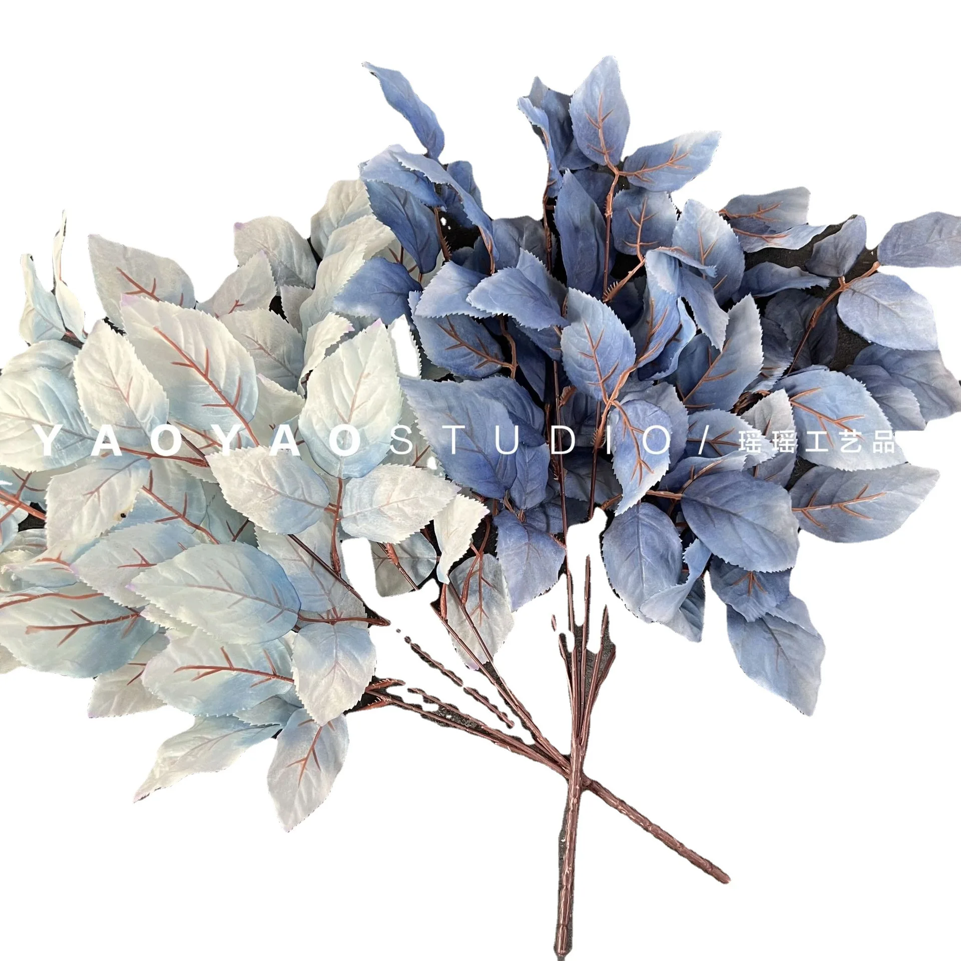 5 Bundle Artificial Flowers-Rose Fireworks Grape Leaves with Bottoming Green Ornaments Hotel Wedding Hall Simulation Gift Ideas