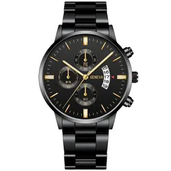 Quartz Chronograph For MenTachymeter Black Dial 41.5mm Man Wristwatch Calender Timer Casual Mens Quartz Watches