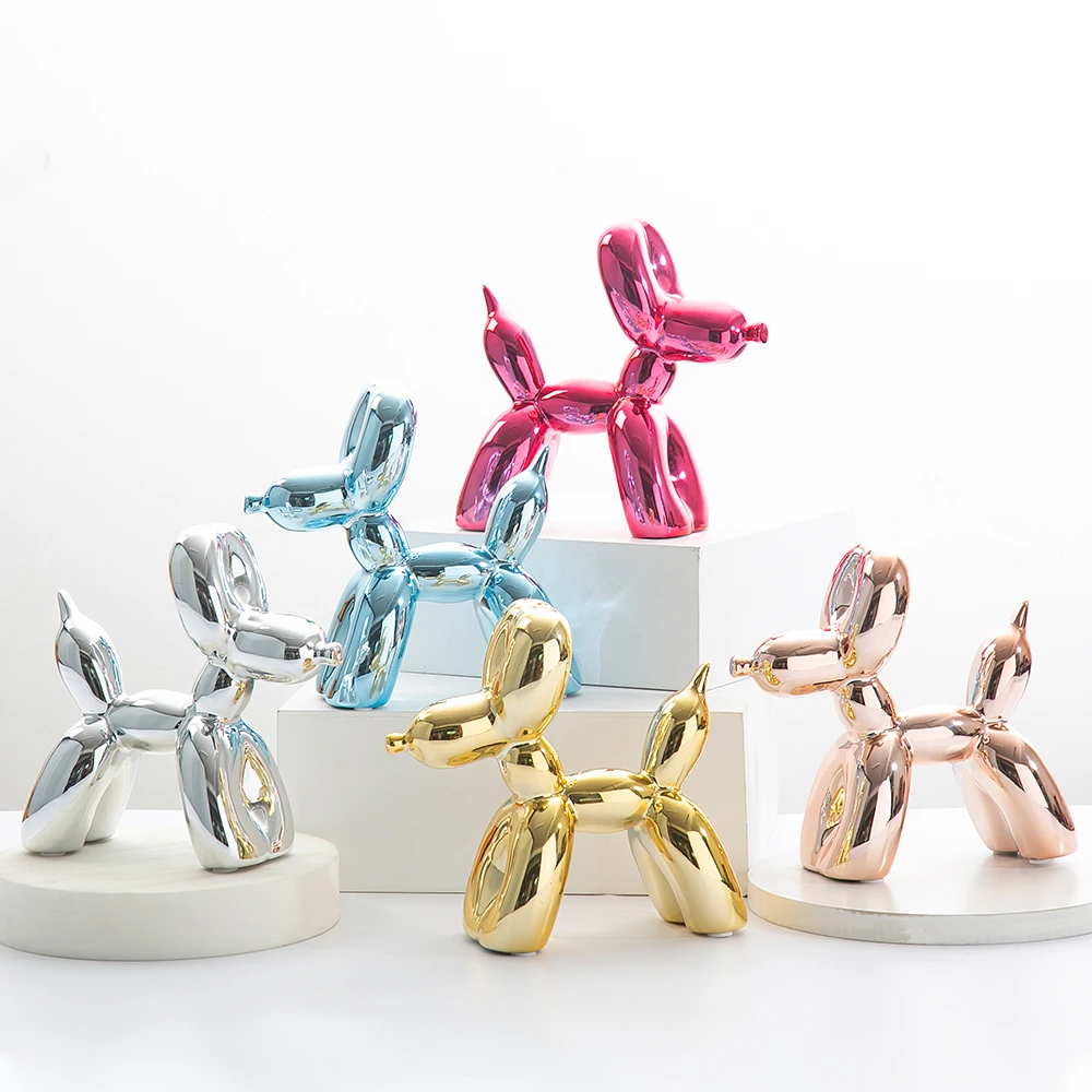 Hot-selling Nordic style Shiny electroplating ceramics High-quality Home decoration Balloon dog