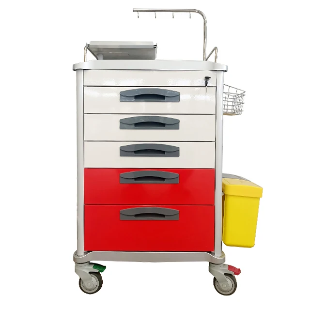 ABS Hospital&Clinic Medication Equipment Furniture Medical Crush Emergency Trolley Cart Carro para hospitales