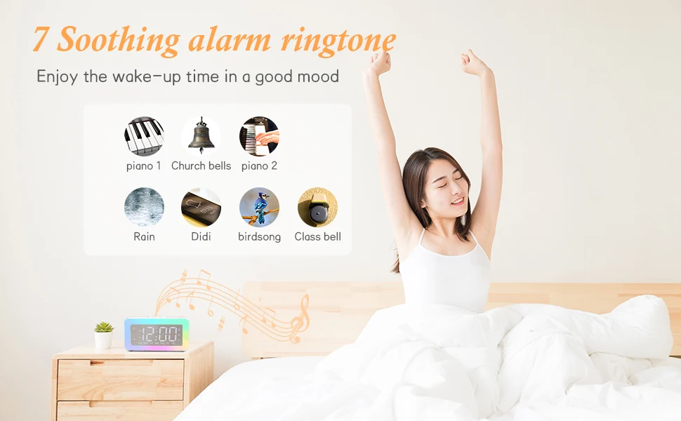 Лидер продаж 2023, будильник с ночным освещением, светодиодные цифровые зеркальные часы, детские настольные часы