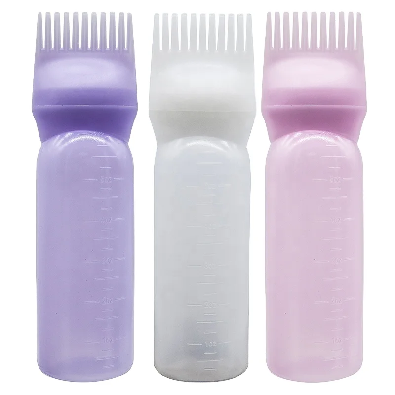 
Salon Hair Colorant Dosing Bottle with Comb Applicator Hair Dyeing Dispensing Silicone Bottle 