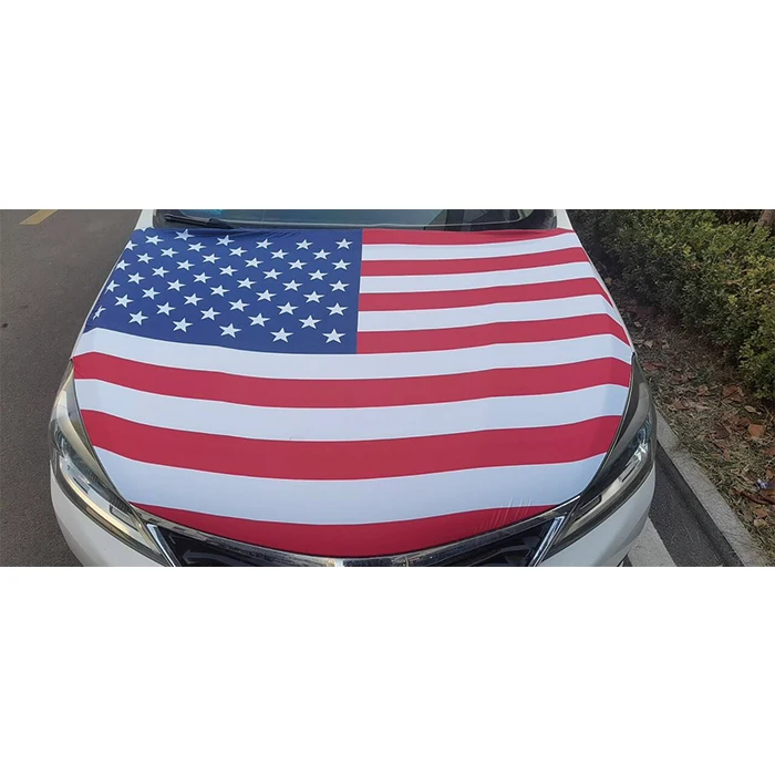 Promotion Wholesales High Quality Polyester Spandex Fabric Custom Logo National Car Hood Cover National Car Flag for Decoration