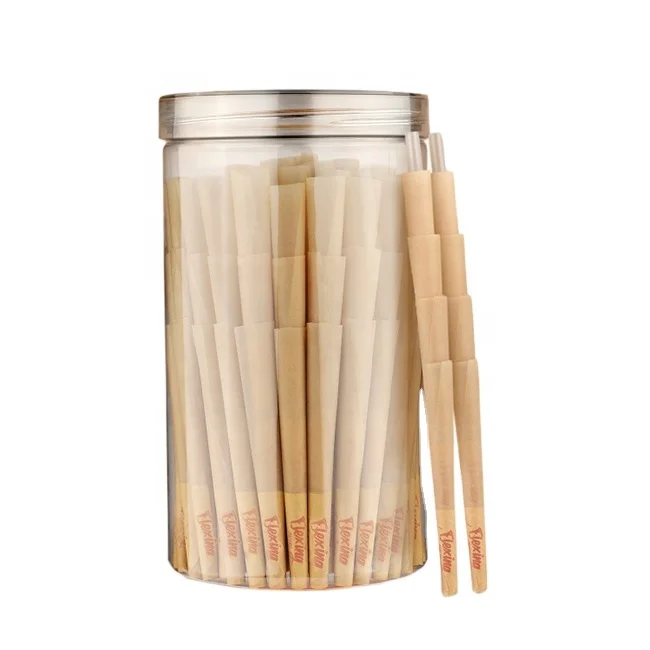 Прямая продажа с завода, Классическая коричневая бумага для рулонной бумаги, курительная конопля, 1 1/4 размер 78 мм, предварительно рулонные конусы с пластиковой бутылкой