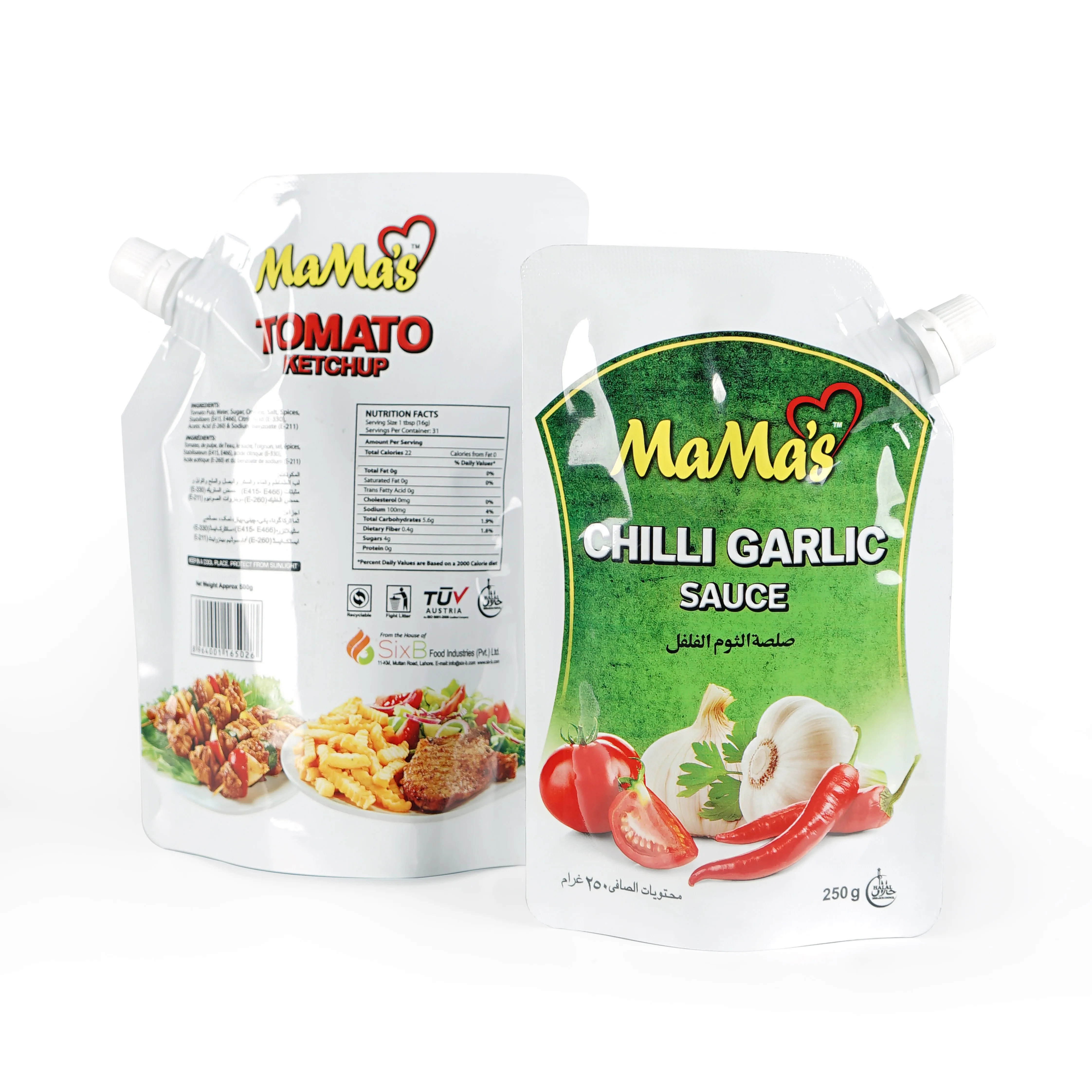 Bulk Wholesale Custom Plastic Food Grade 500g Hot Sauce Packaging Bags Knorr Sauce Packets