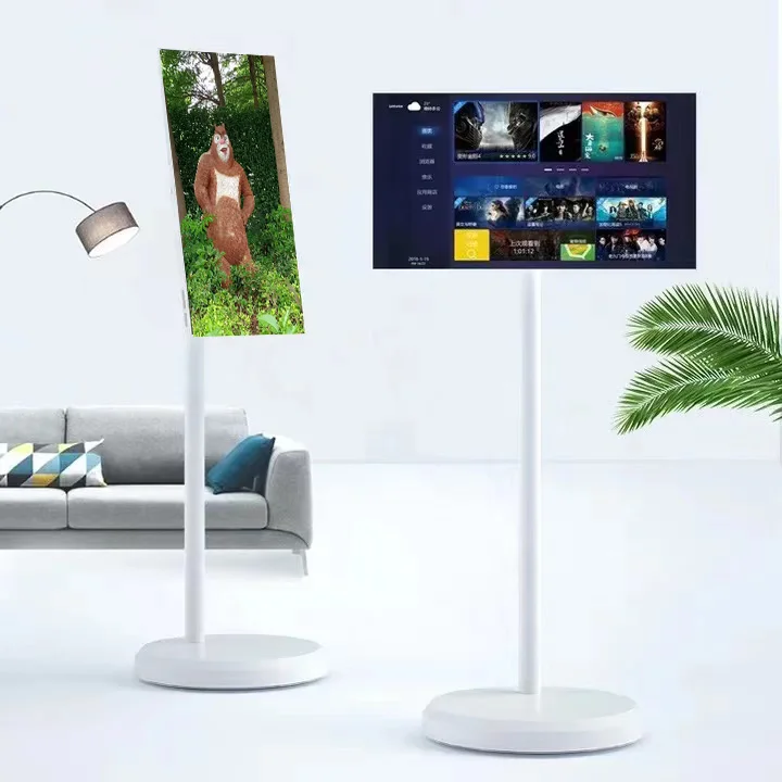 Smart 21.5 Inch Portable TV Stand Rechargeable 360 Rotating Feature Wireless Television Display Touch Screen Mobile Display