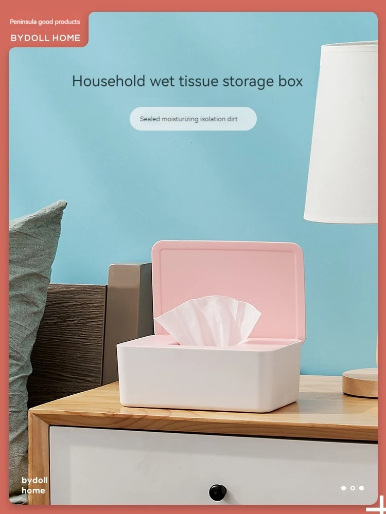 Mist powder for household wet wipes box with lid storage plastic seal dustproof creative desktop baby wipes box