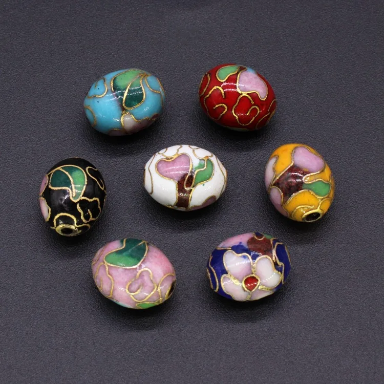 jincan Fine work traditional copper tire wire enamel antique jewelry accessories back cloud bead cloisonne polished beads