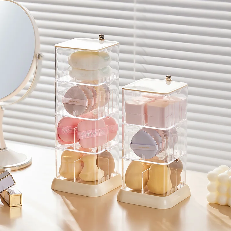 Creative Transparent rotating makeup storage box dustproof multi-layer beauty jewelry storage rack Storage box with lid