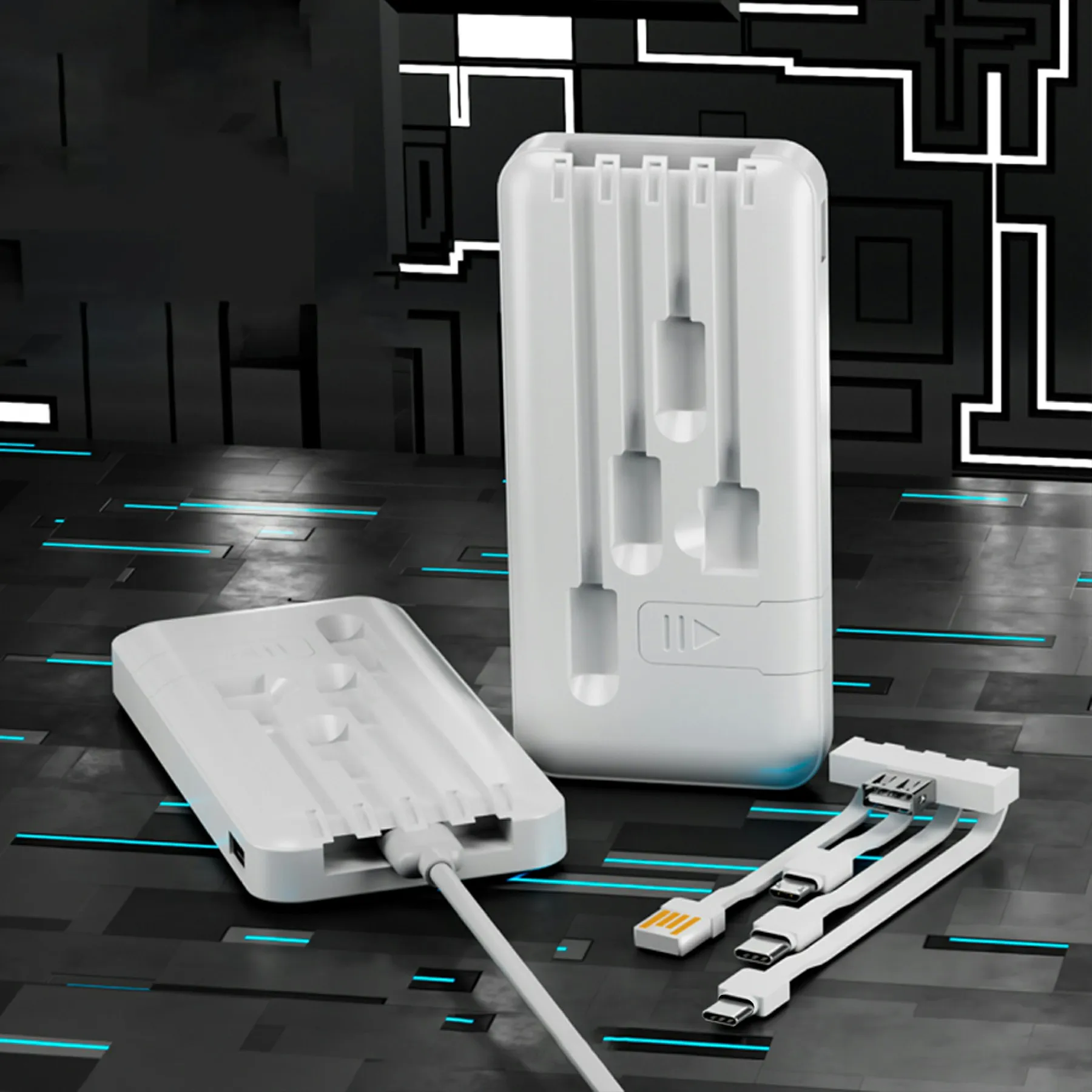Custom Luminous Logo Power Bank High Capacity Built-In Cables 20000mAh Glowing Logo Powerbanks Custom Power Bank With Logo