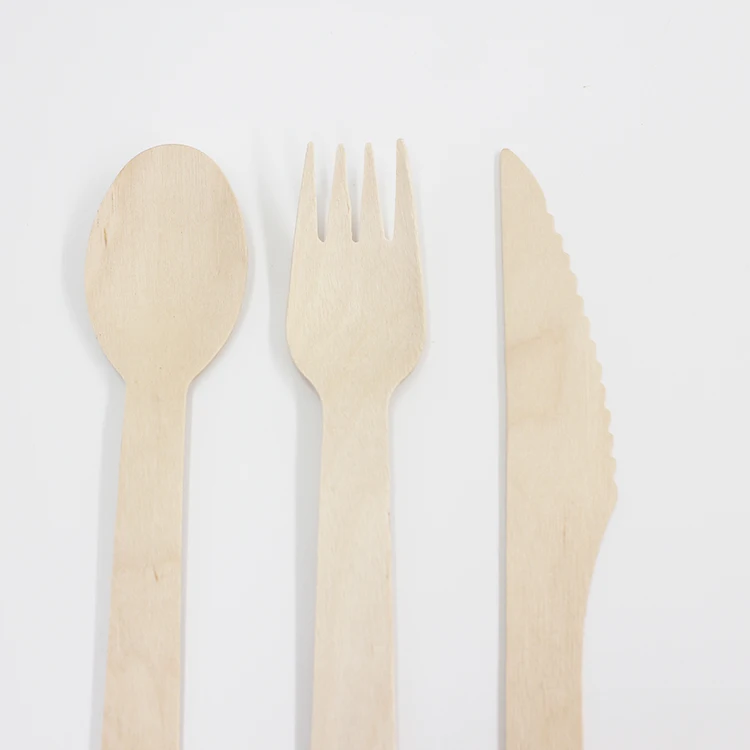 Wooden Spoon Fork Knife Flatware Set Disposable Wooden Cutlery Set
