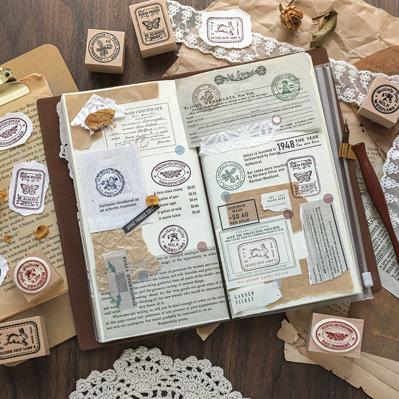 custom decorative hot sale Animal Flower Season Graphics beech wooden rubber lnk stamp