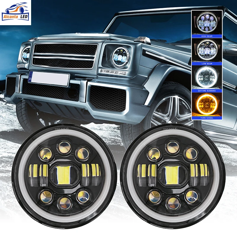 Super Bright 7 Inch LED Headlight High Low Beam DRL Turn Signal Angel Ring Waterproof Offroad Truck 4x4 Headlamp for Wrangler